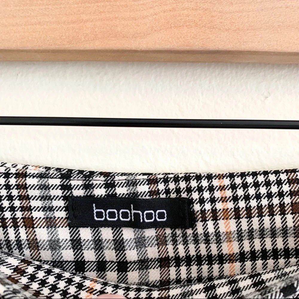 Boohoo‎ Classic Straight Leg Houndstooth Plaid Trouser  Pant 4
